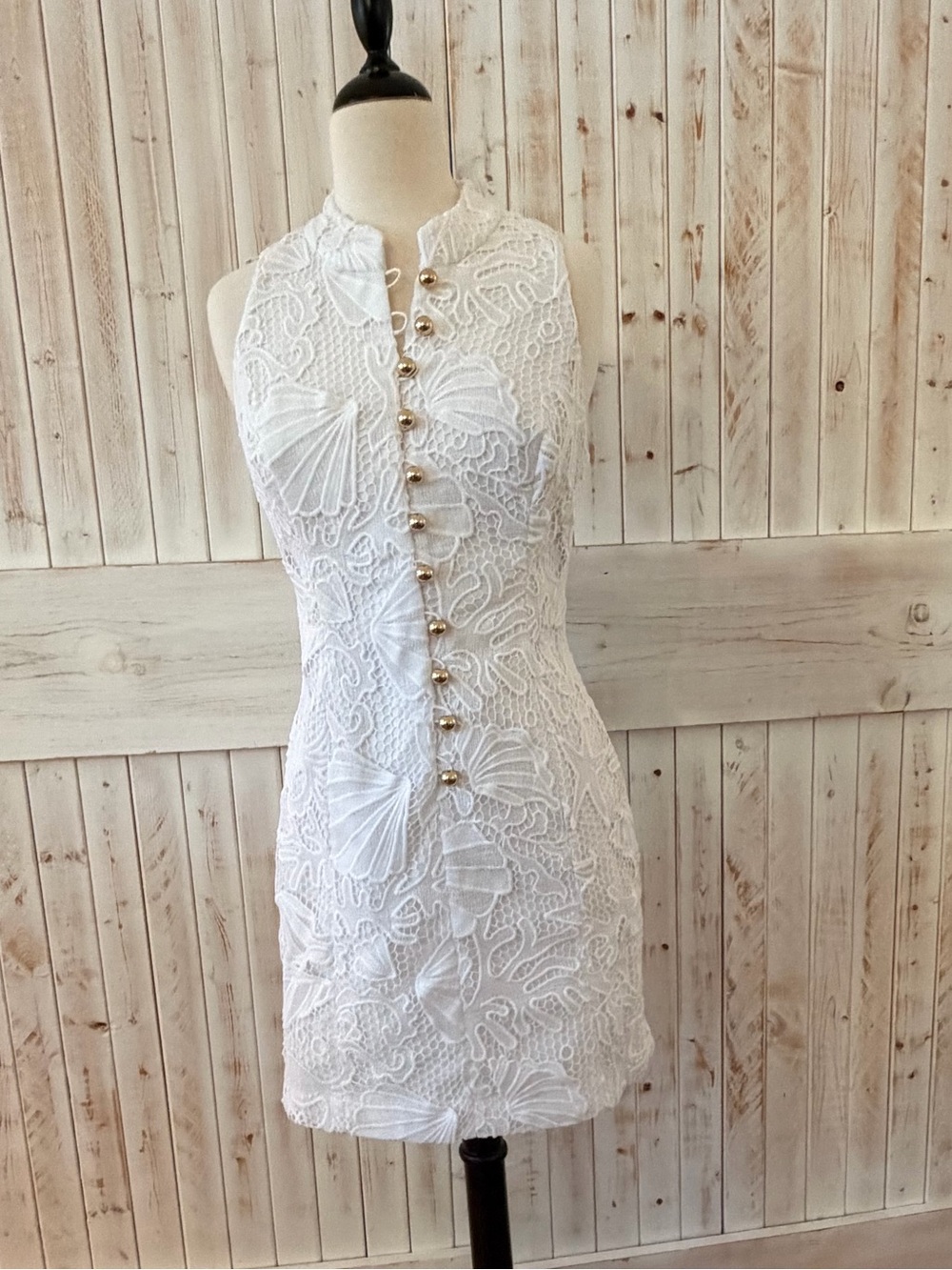 Lilly Pulitzer White Lace Sleeveless Button-Front Mini Dress